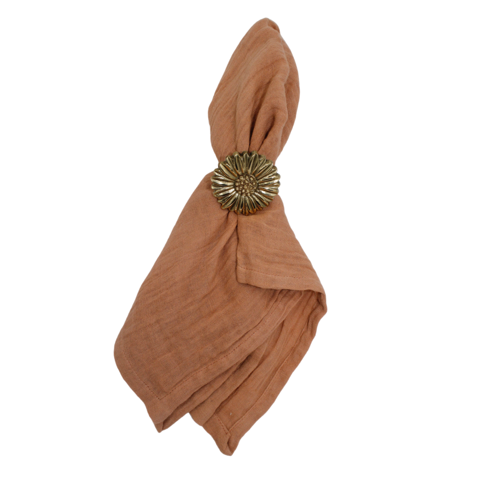 Brass Daisy Napkin Rings (Set/2)