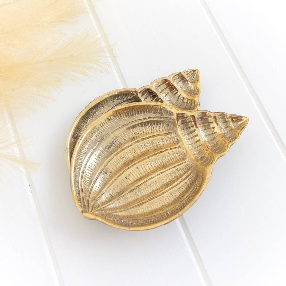 Brass Gold Clam Shell Trinket Dish