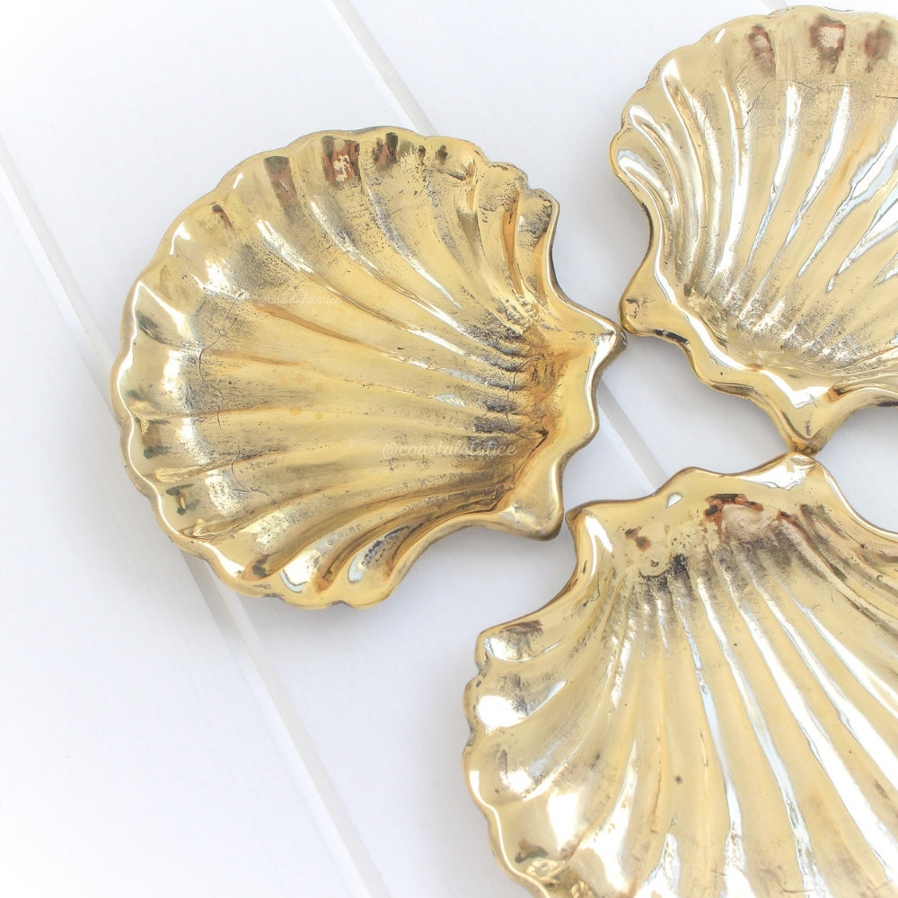 Brass Gold Clam Shell Trinket Dish