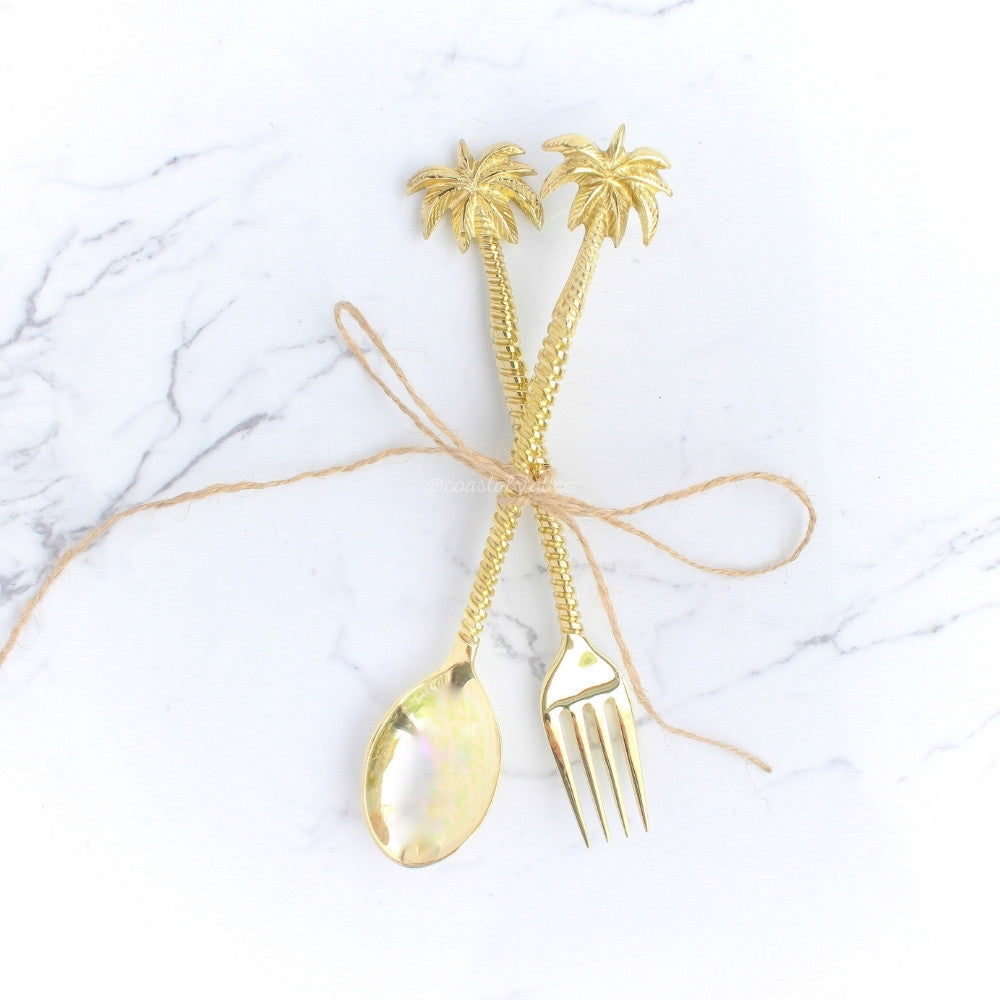 Brass Gold Palm Cutlery set