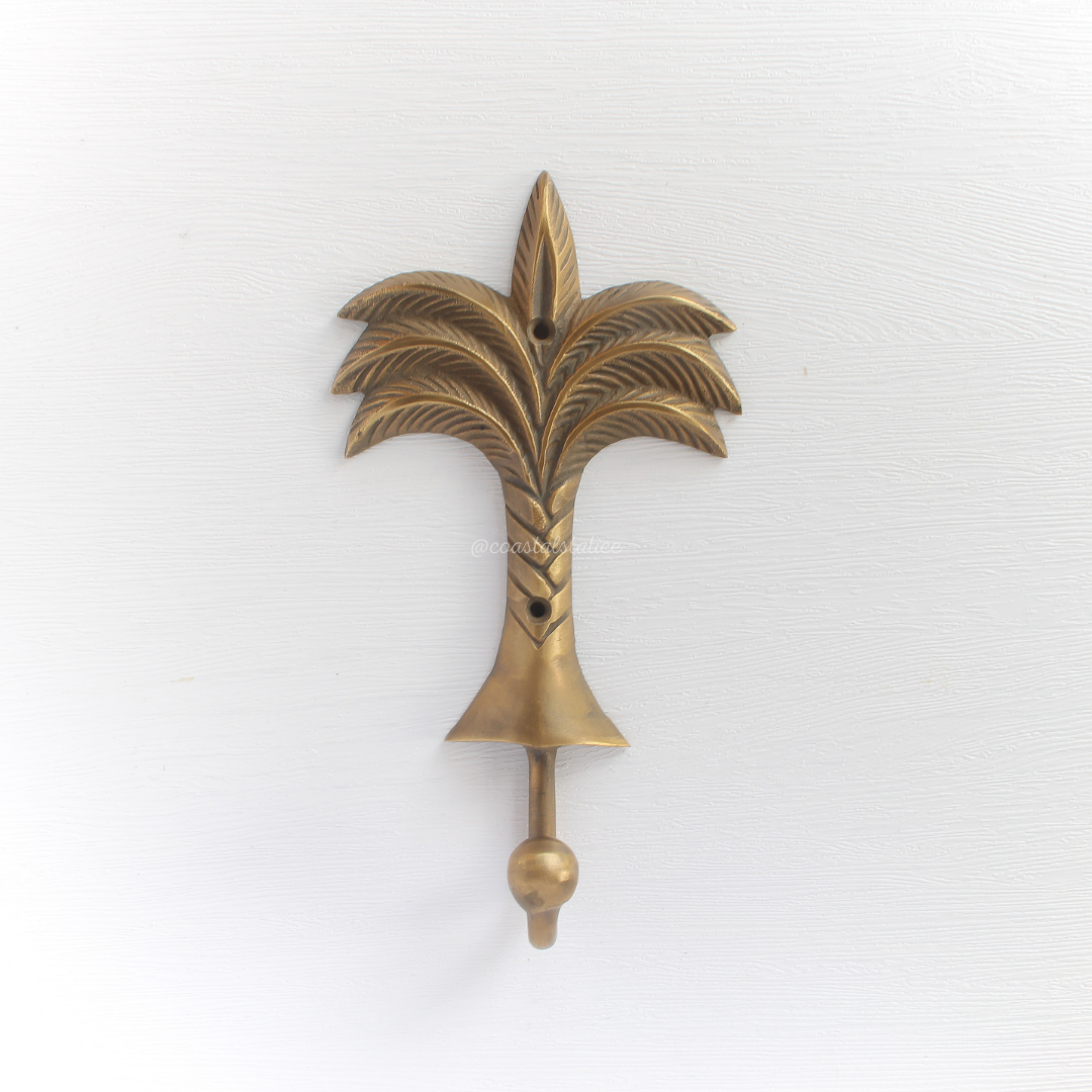 Palm Tree Brass Antique Hook