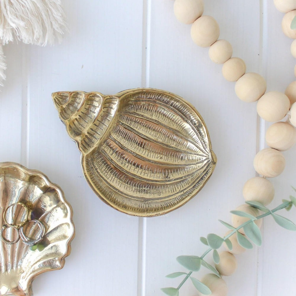 Brass Gold Clam Shell Trinket Dish