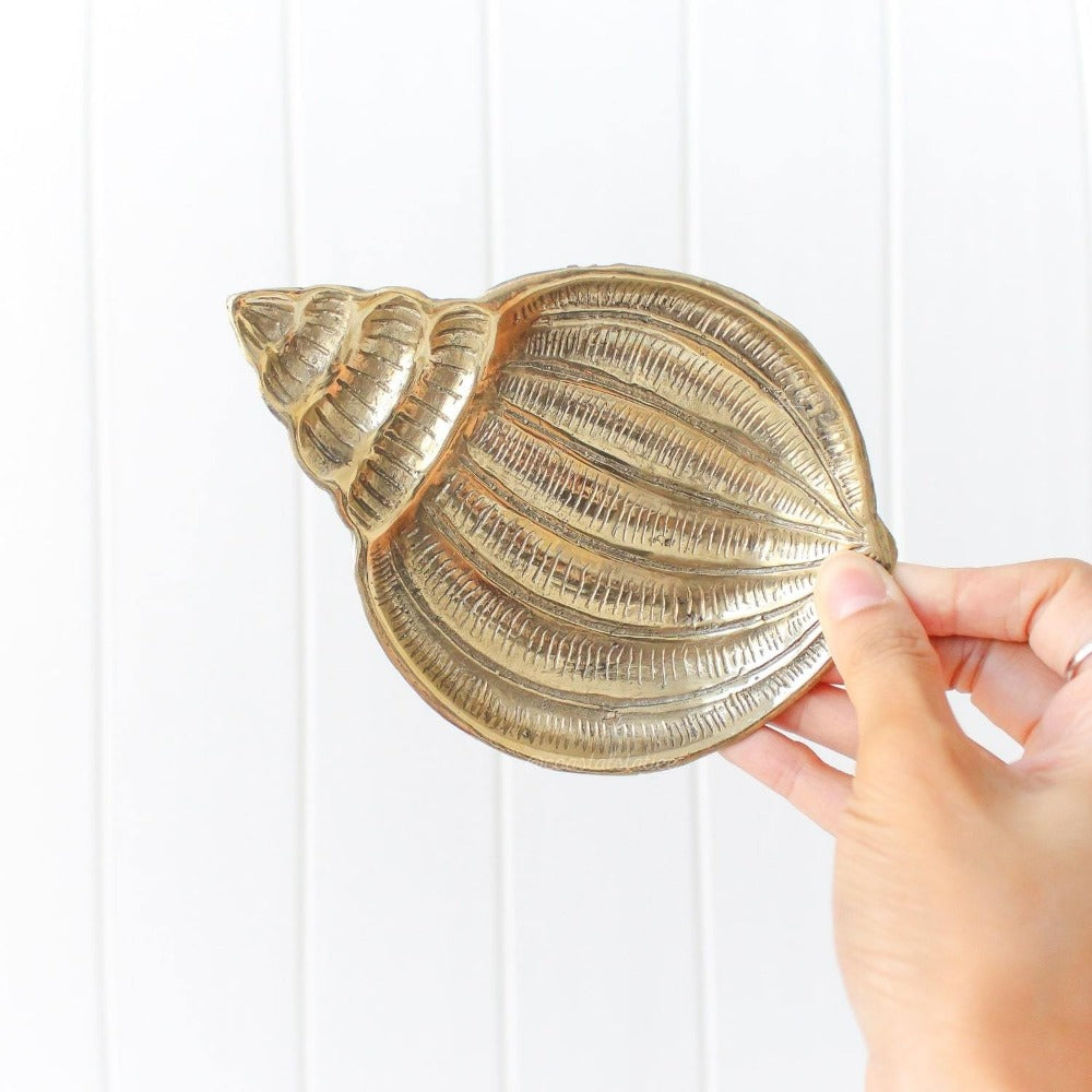 Brass Gold Clam Shell Trinket Dish