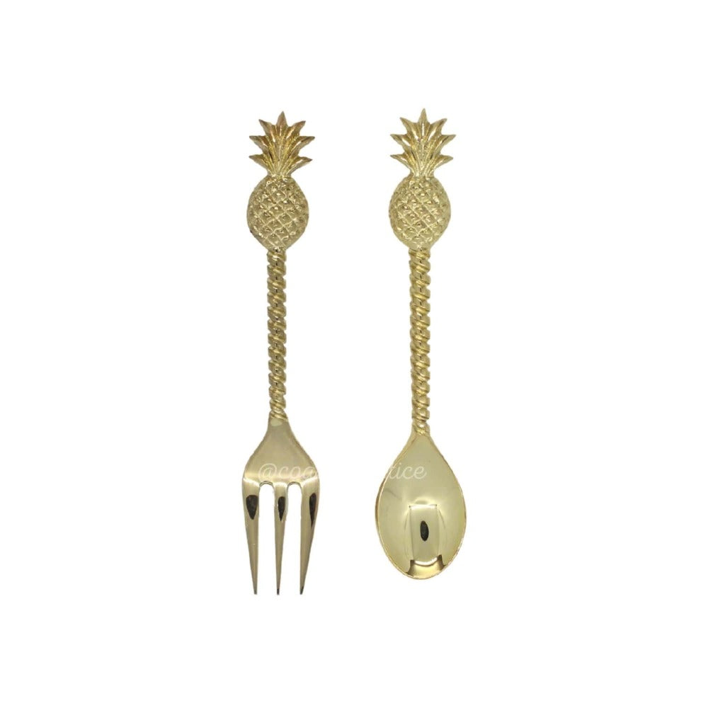 Brass Gold Pineapple Dessert Cutlery