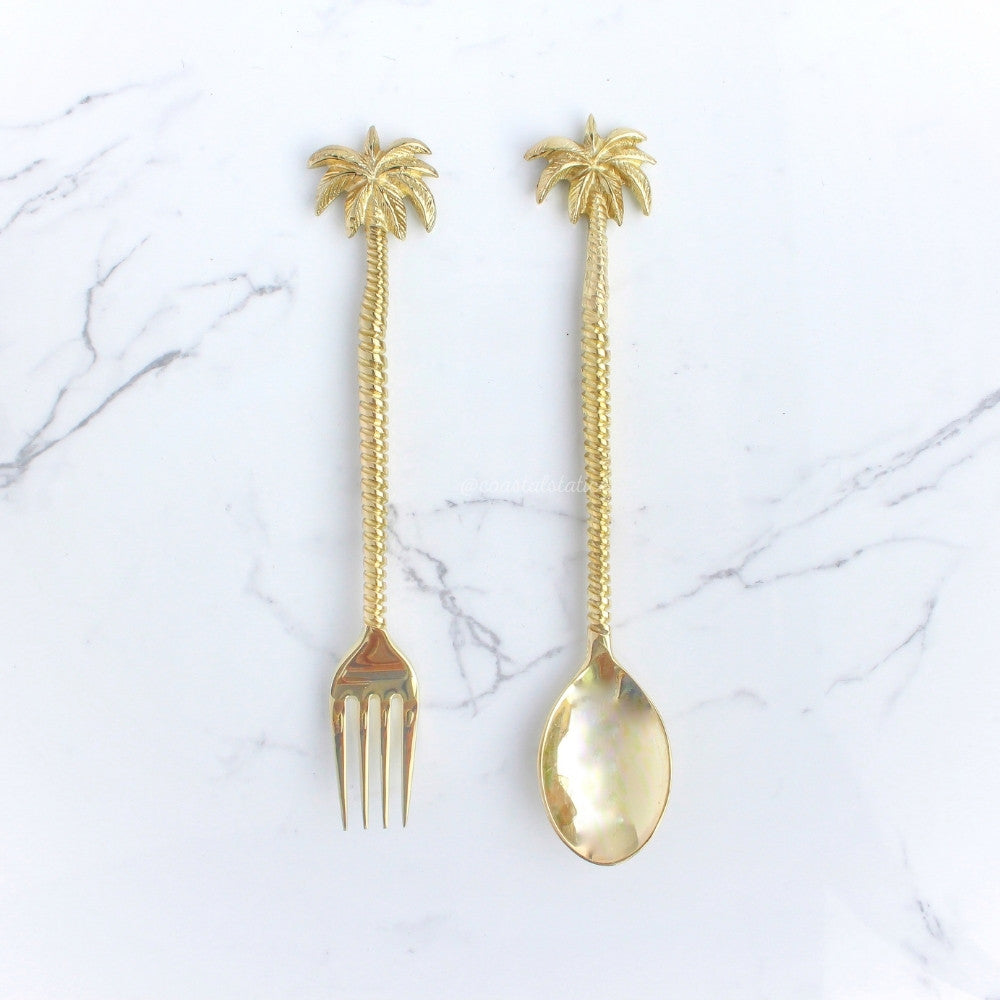 Brass Gold Palm Cutlery