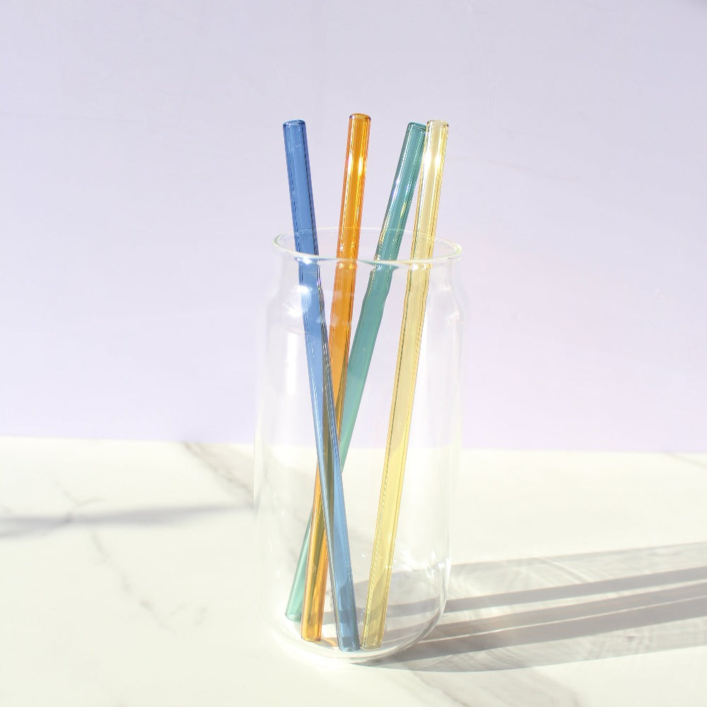Colour Glass Straws in glass
