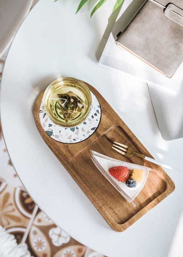 Wooden Tray with Terrazzo Coaster