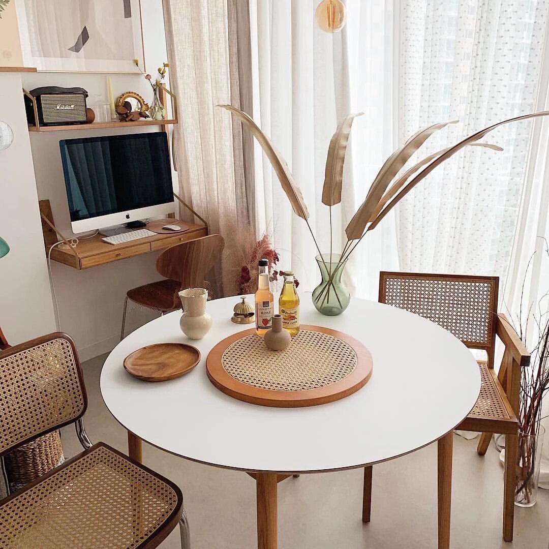 Rattan Wooden Round Serving Tray