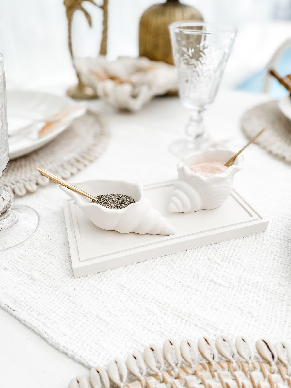 coastal Shell tray with salt and pepper