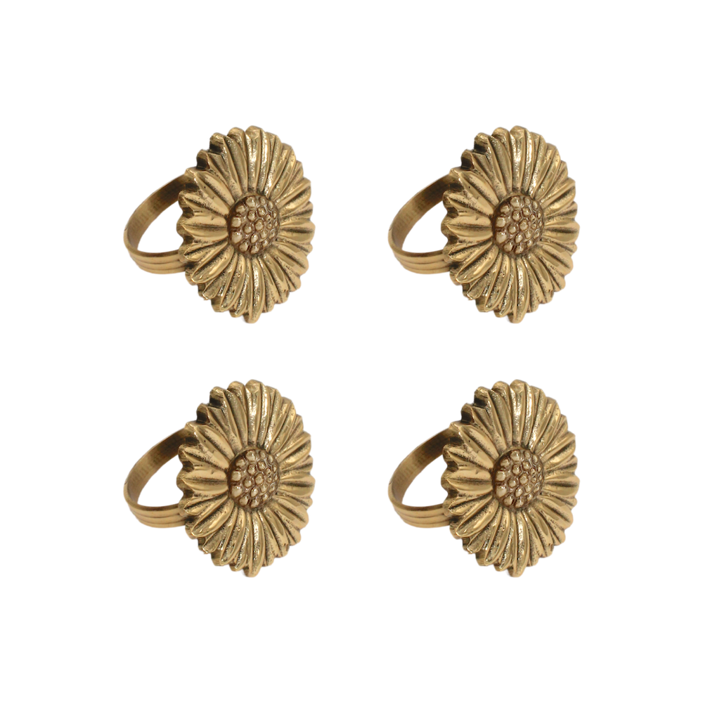 Brass Daisy Napkin Rings (Set/2)