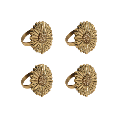 Brass Daisy Napkin Rings (Set/2)