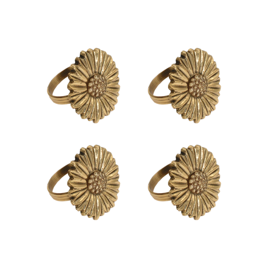 Brass Daisy Napkin Rings (Set/2)