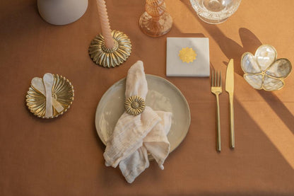 Brass Daisy Napkin Rings (Set/2)