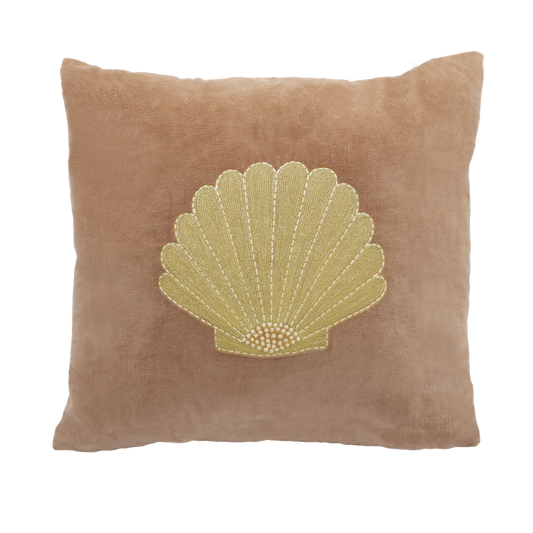 Embroidered Shell Velvet Cushion Cover