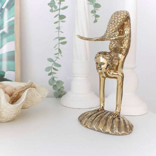 Brass Handstand Mermaid Sculpture