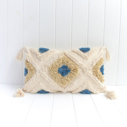 Tassel Tufted Mellow & Blue Cushion Cover