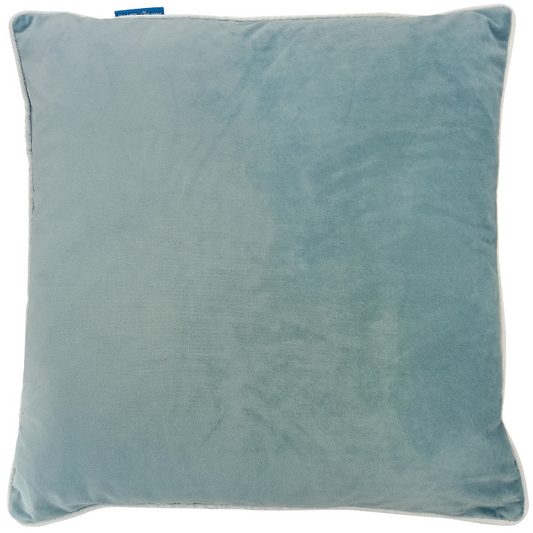 Duck Egg Blue Premium Velvet White Piping Cushion Cover