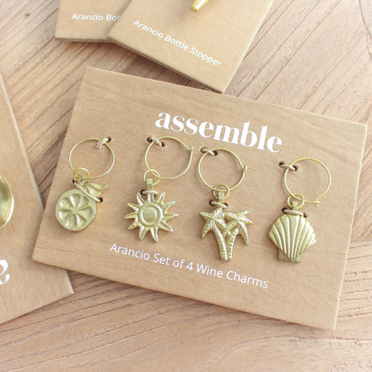 Coastal Summer Wine Charms in Gold