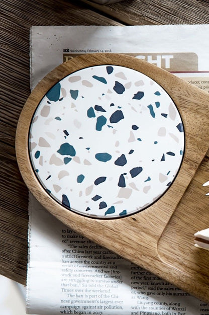 Wooden Tray with Terrazzo Coaster