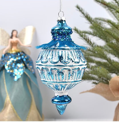 Blue Hamptons Feather Bauble Ornament