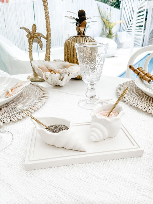 coastal Shell tray with salt and pepper